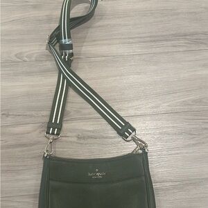 Kate Spade Olive Crossbody Bag with Striped Strap